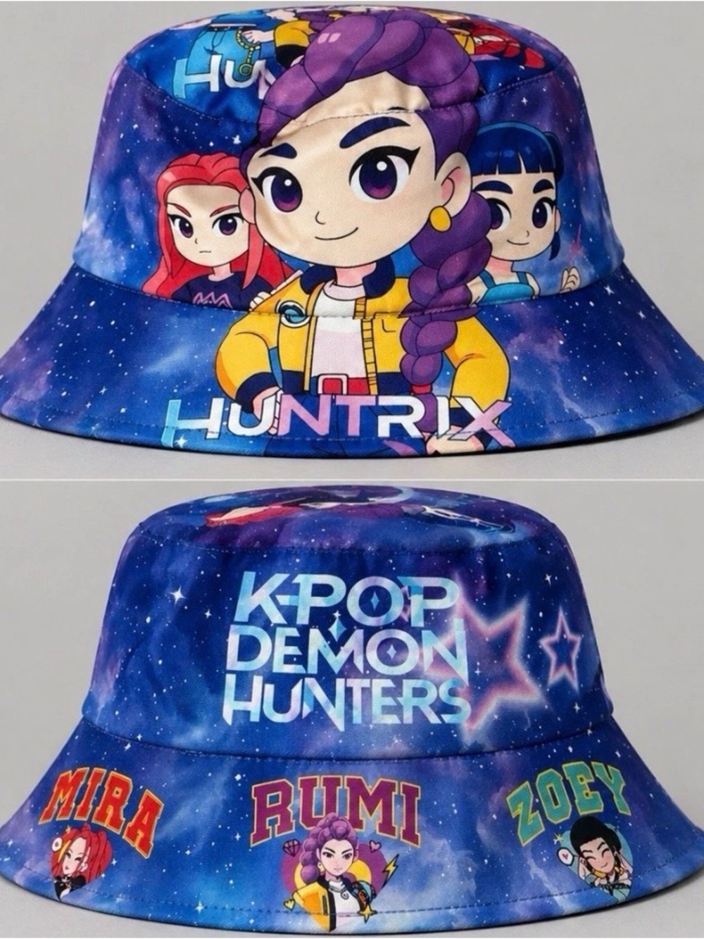 KPOP Demon Hunters Bucket Hat Kids – Mira Rumi Zoey Cartoon Beach Sun Hat